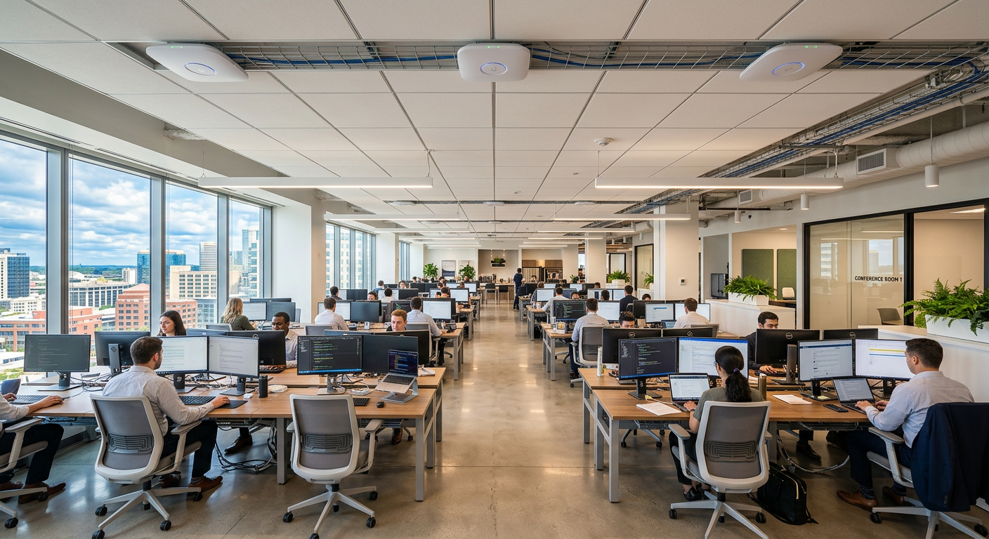 Modern office with managed network